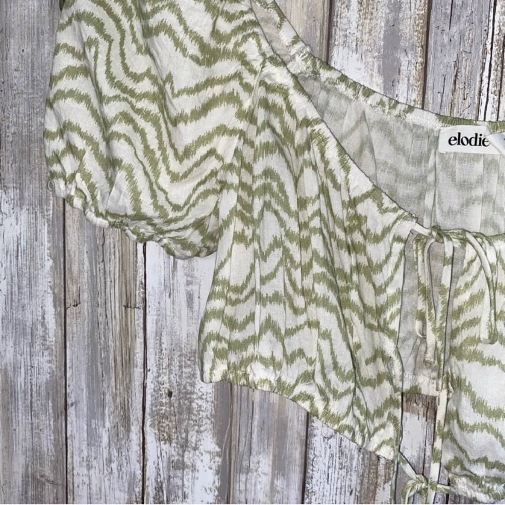NWT Elodie Green & White Tie Crop - Picture 3 of 6